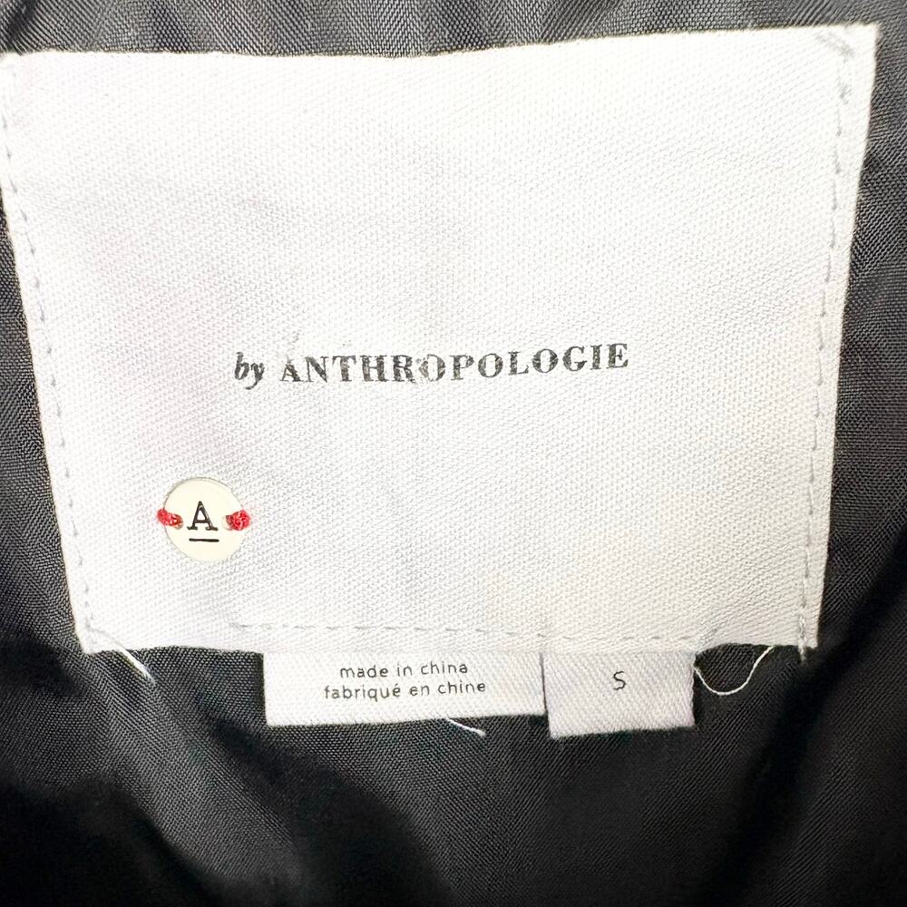 Anthropologie Faux Leather Puffer Vest Black Cropped Full Zip Pockets Size Small - Picture 5 of 11